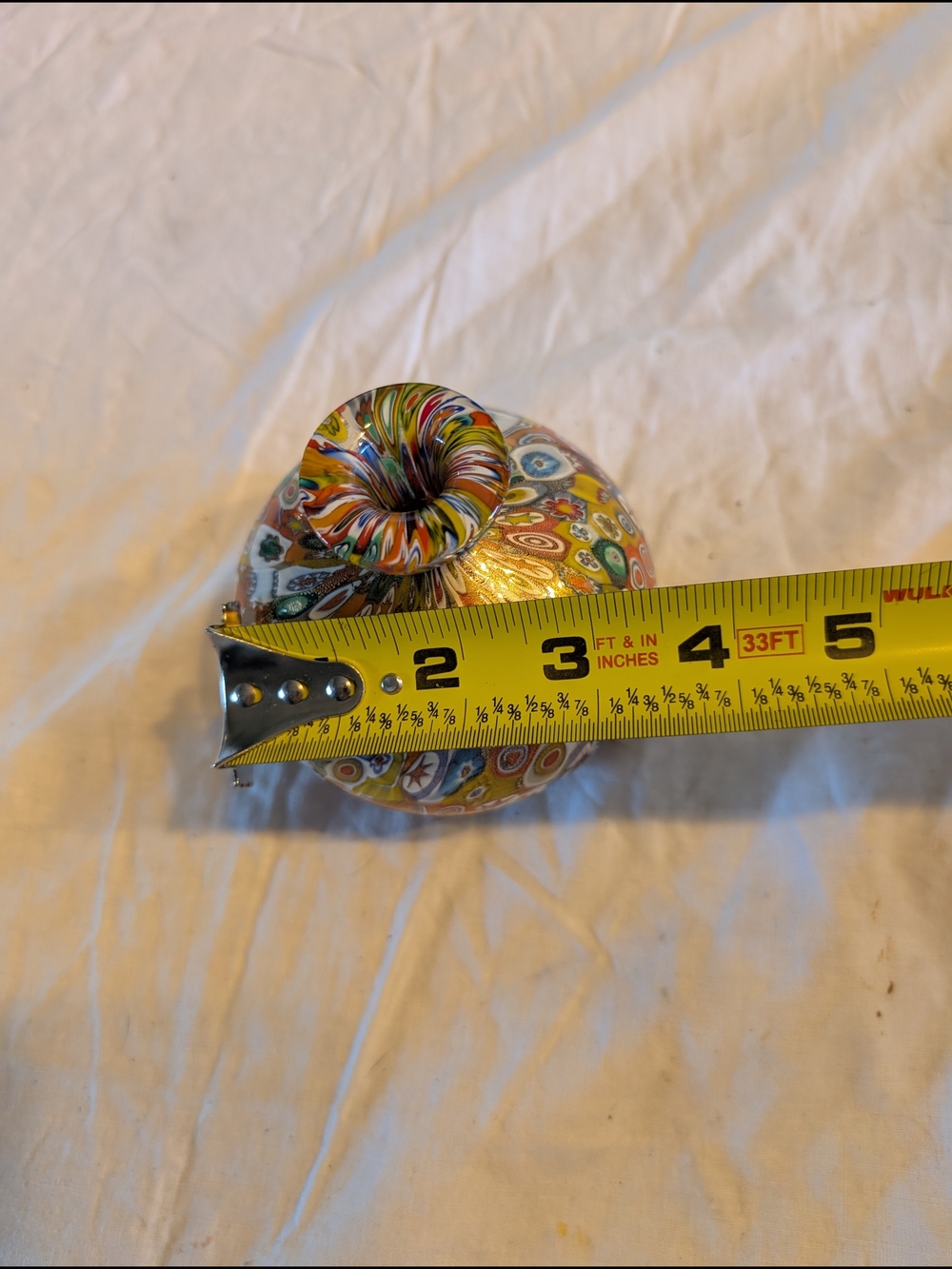 Murano Multicolor Millefiori Glass Vase with Green and Orange Accents - Picture 7 of 7